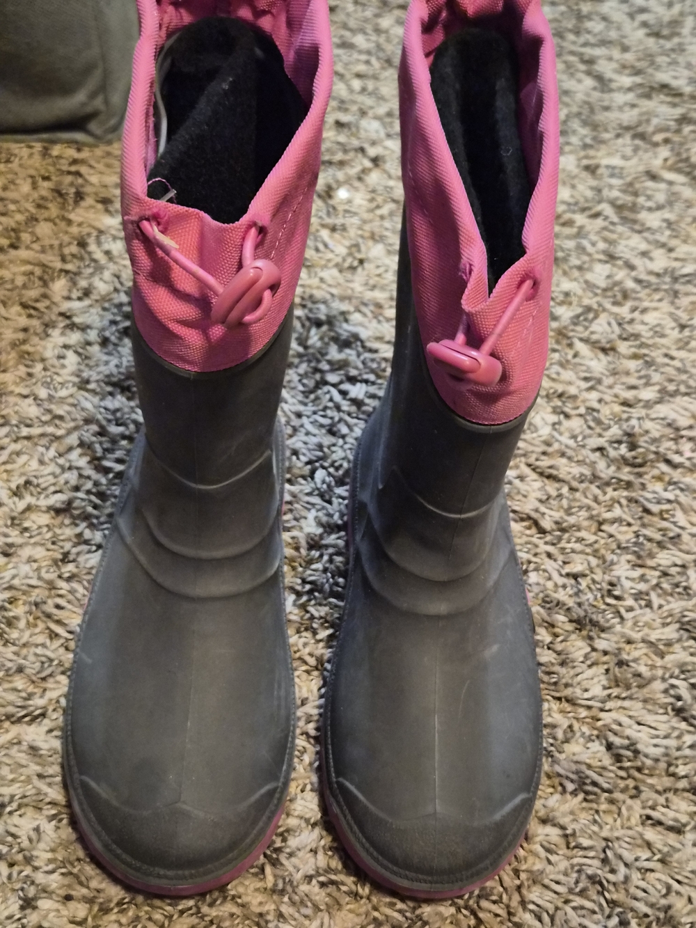 Girl's Pink and Gray Waterproof Winter Boots